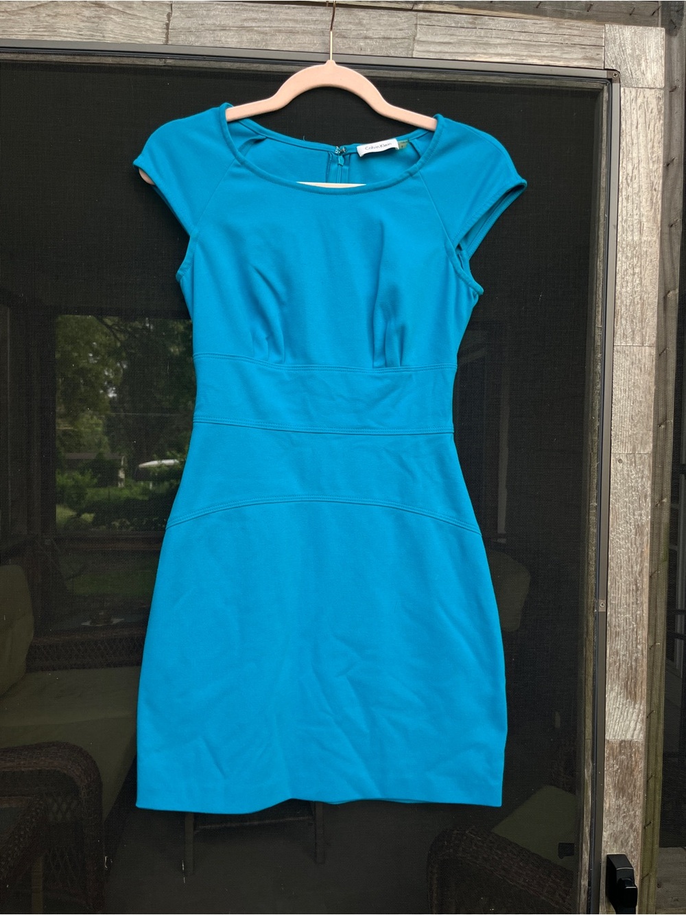 Calving Klein Cap-Sleeve Sheath Dress